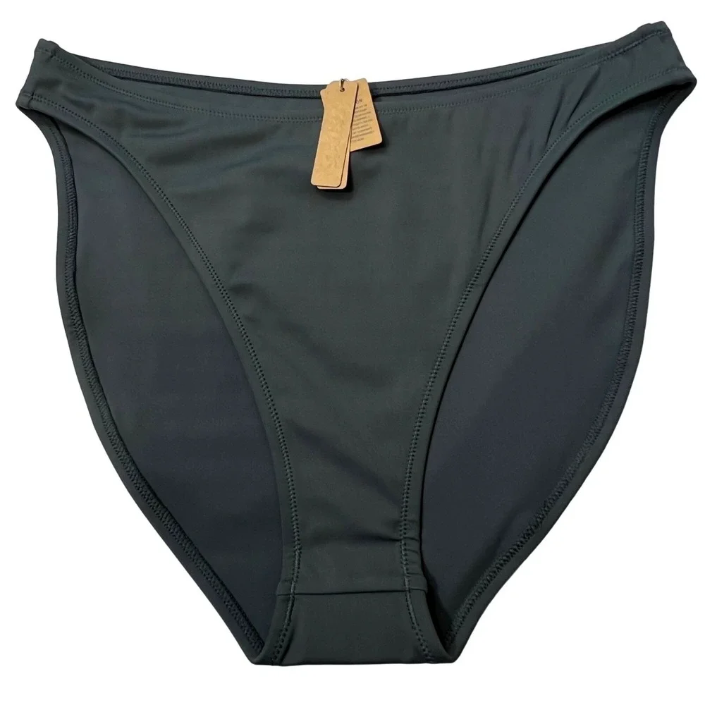 SKIMS Shaping Swim‎ Bandeau Top + Dipped Bikini Bottom Gunmetal Womens 2X